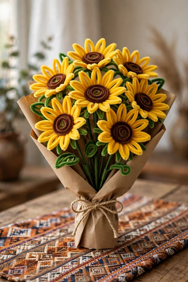 Ramo de girasoles eternos de limpiapipas
