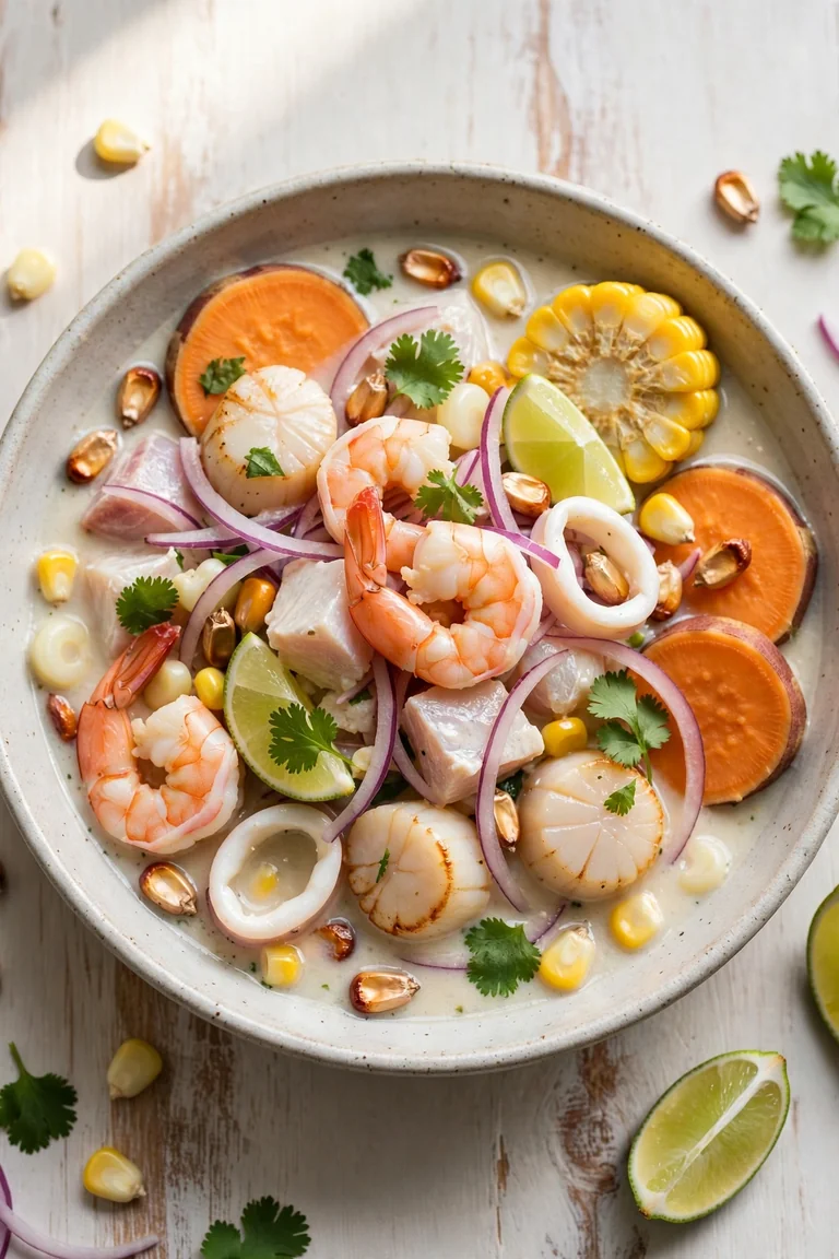 Ceviche Mixto con Pescado del Día y Mariscos