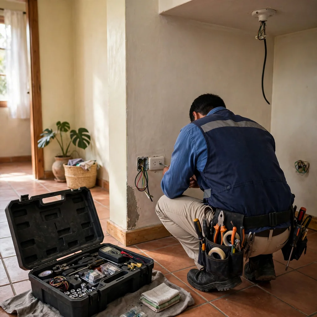 Instalación eléctrica de tomacorrientes y puntos de luz