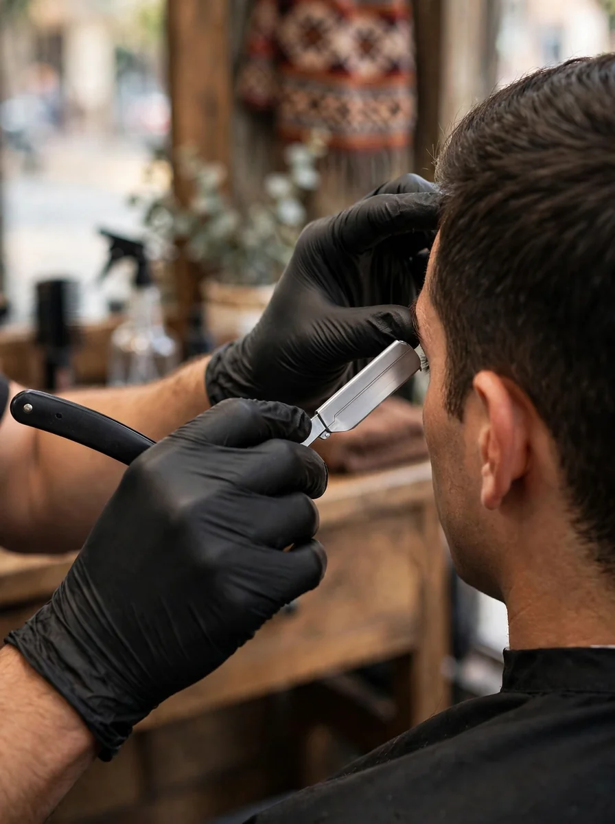 Perfilado de cejas con navaja profesional