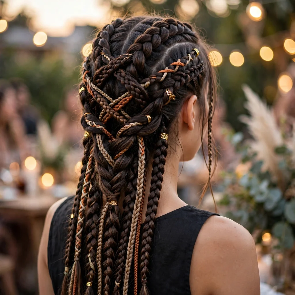 Peinado atrevido para fiesta con trenzas