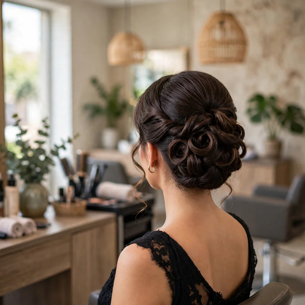 Peinado de fiesta con maquillaje