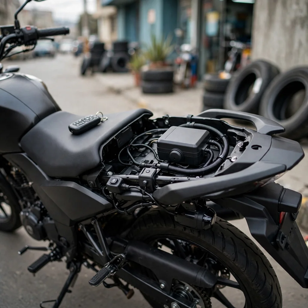 Alarma antirrobo para moto con control remoto e inmovilizador