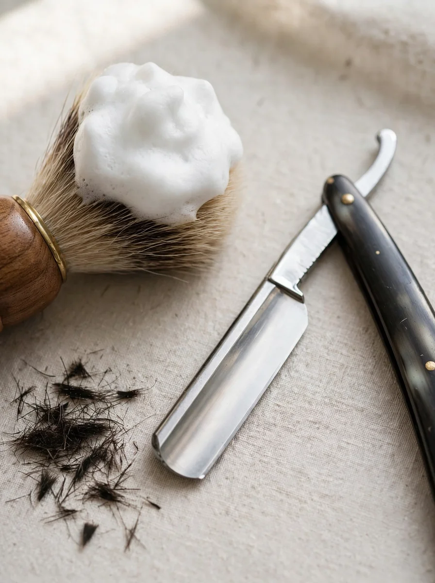 Barba perfilada y afeitado al ras