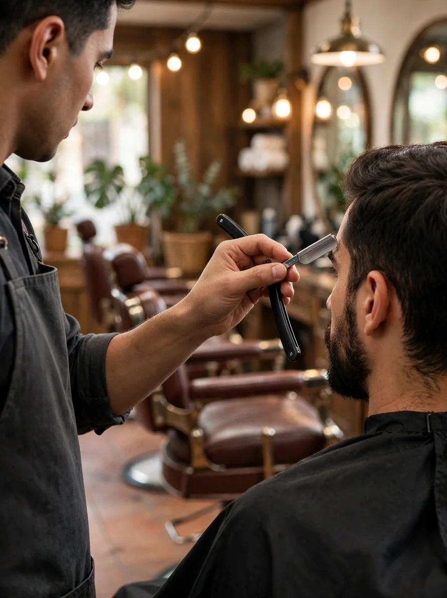 Perfilado de cejas y barba con navaja