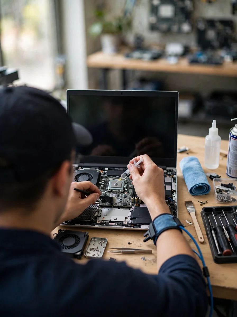 Mantenimiento y limpieza de laptop con pasta térmica