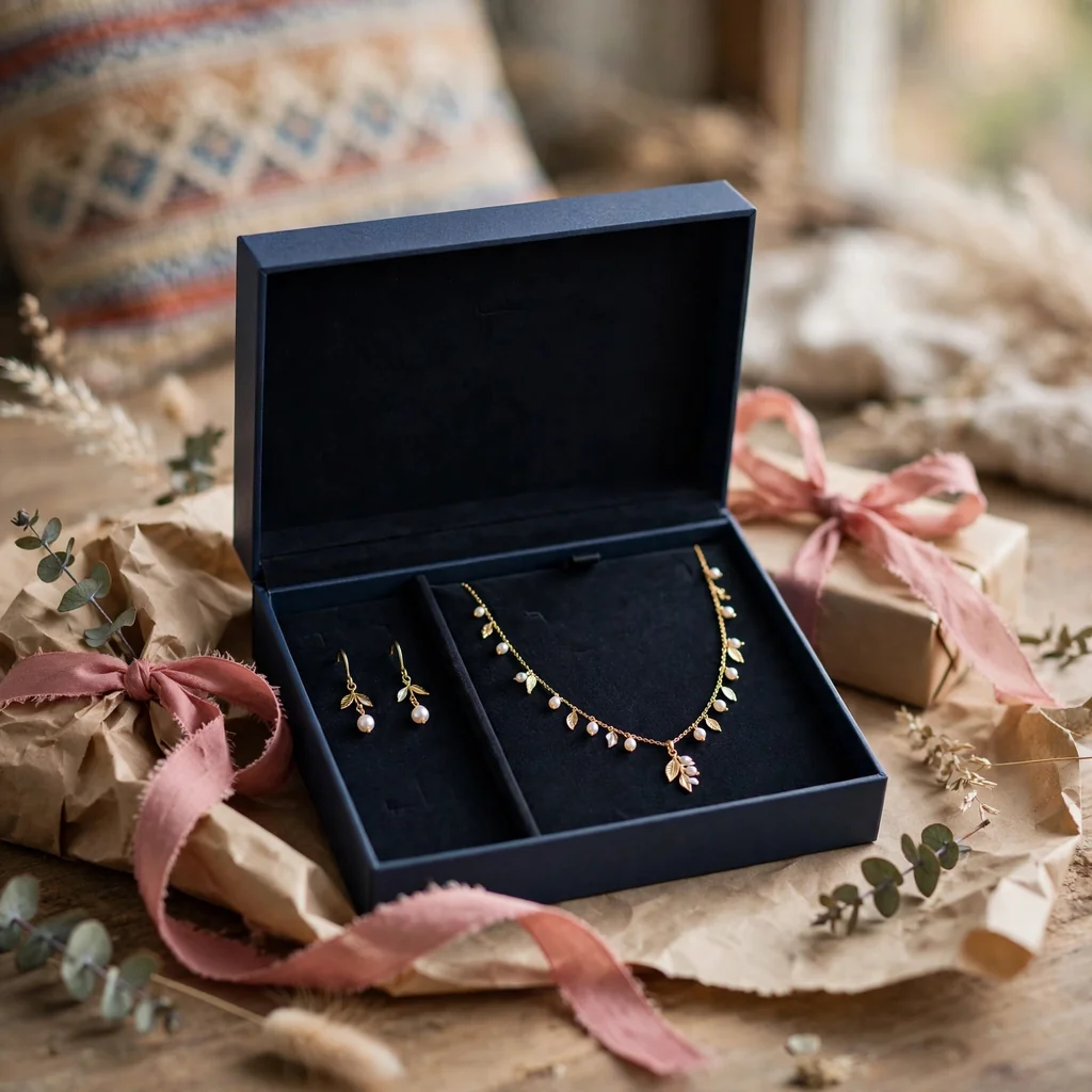 Juego de bisutería con estuche de regalo (aretes + collar)