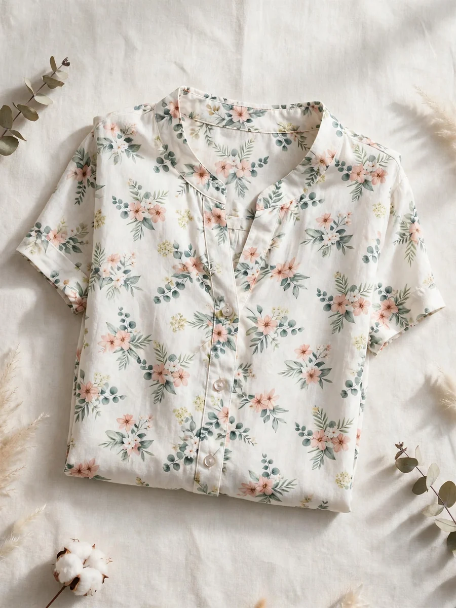 Blusa de dama en tela fresca con estampado