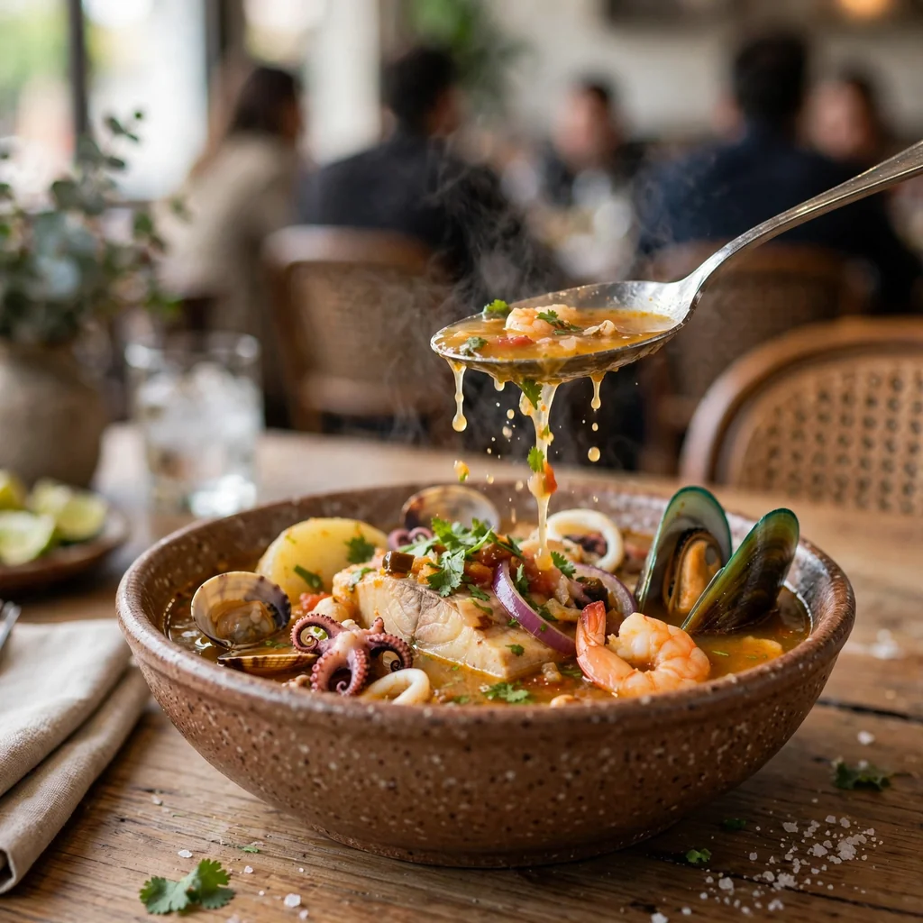Parihuela de pescado y mariscos