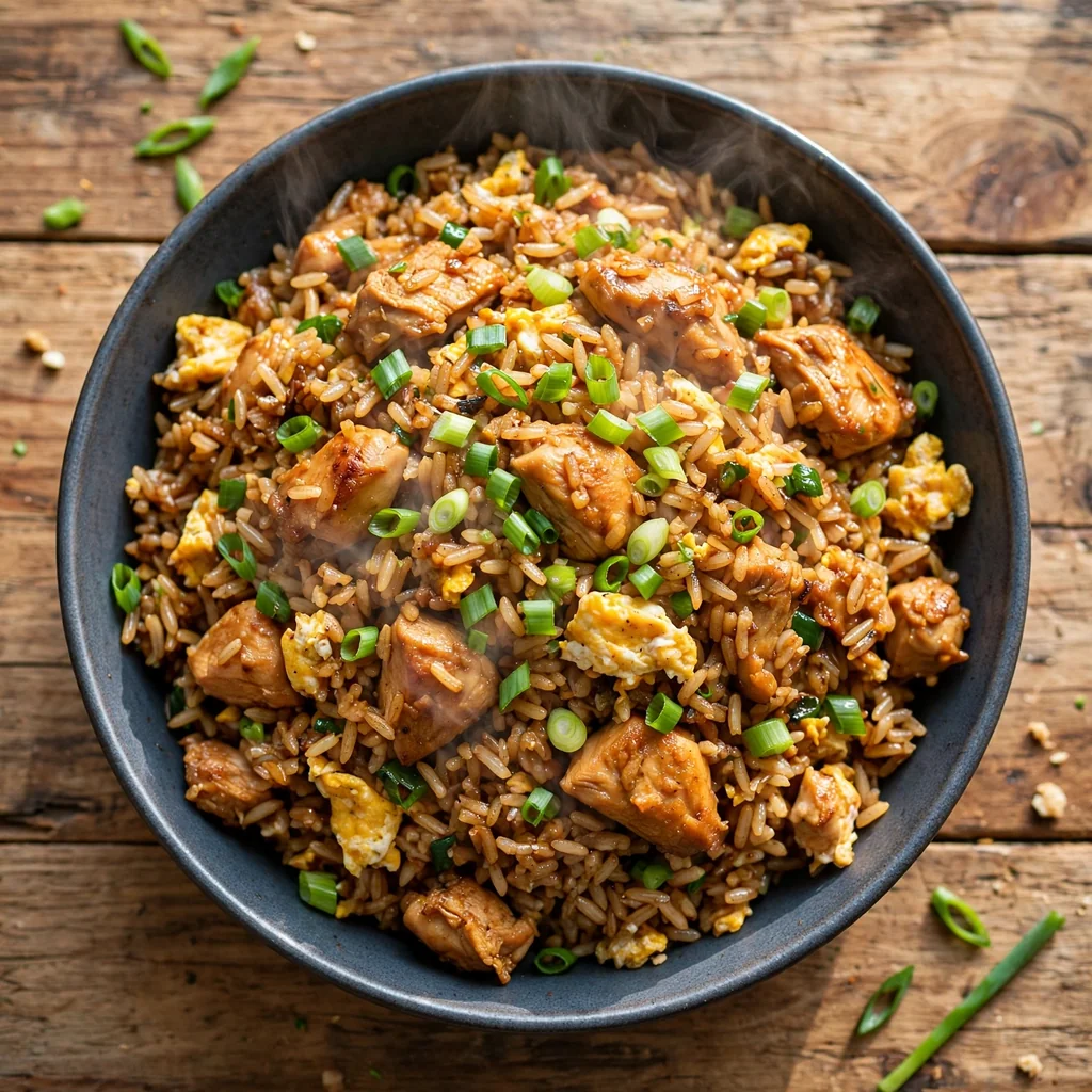 Chaufa de pollo al wok