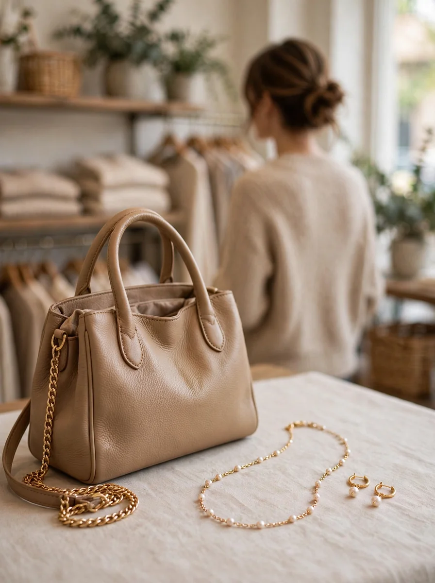 Set de accesorios: cartera, collar y aretes