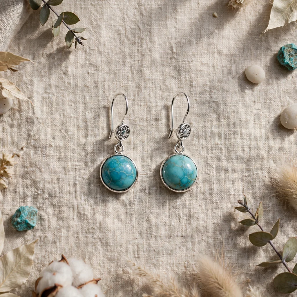 Par de aretes de plata con piedra