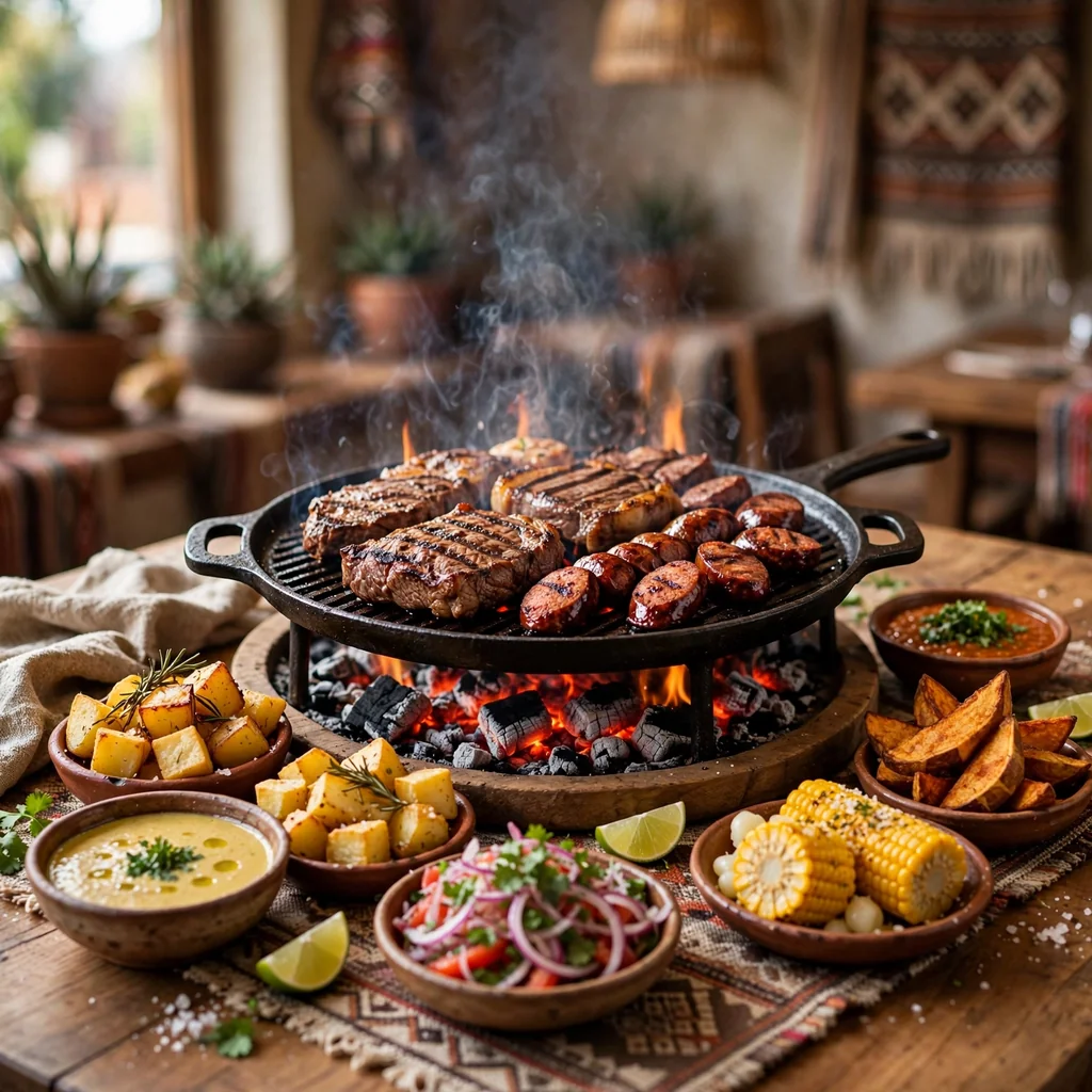 Parrilla para dos personas con guarniciones