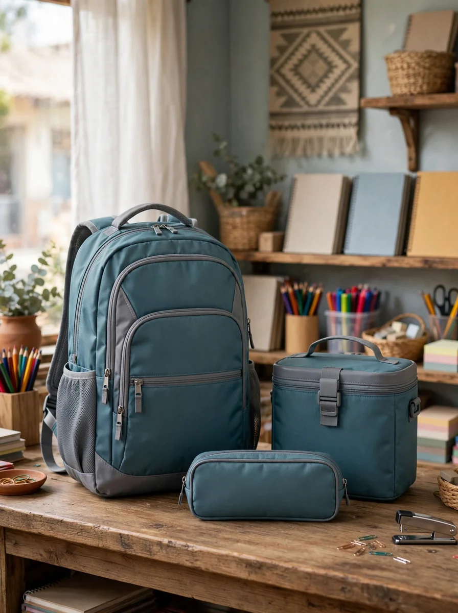 Mochila con lonchera y estuche