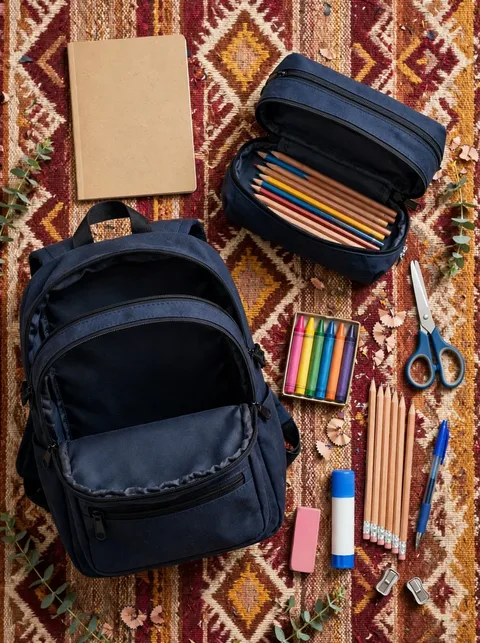 Mochila escolar resistente con estuche