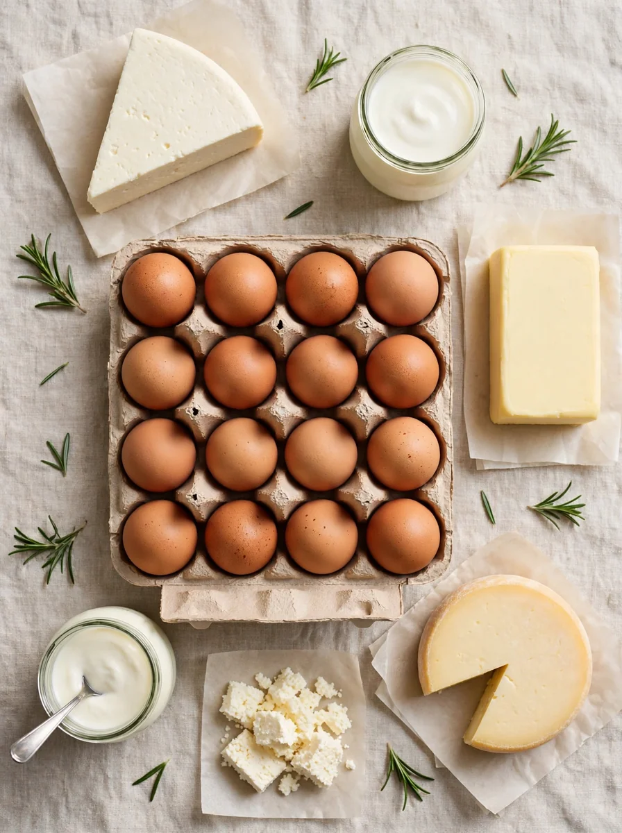Maple de huevos con lácteos surtidos