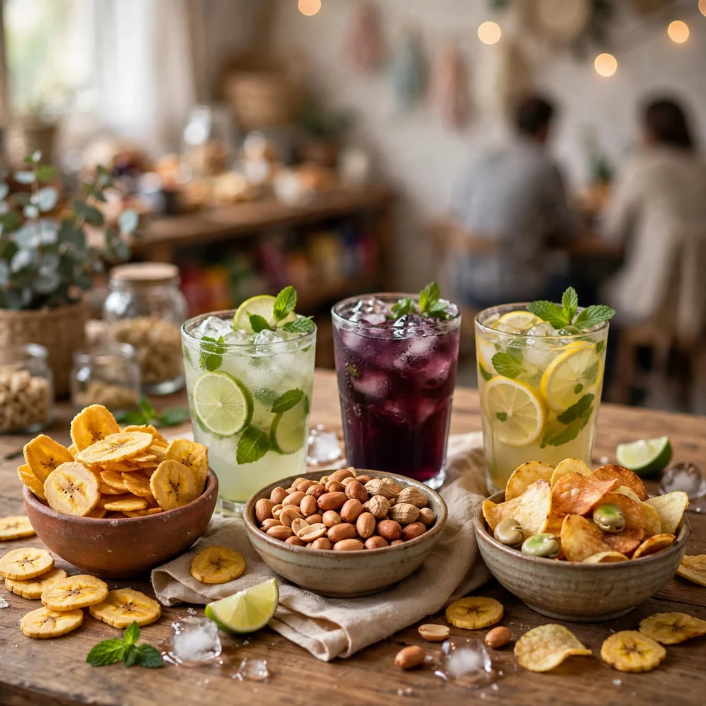 Combo de snacks y bebidas heladas