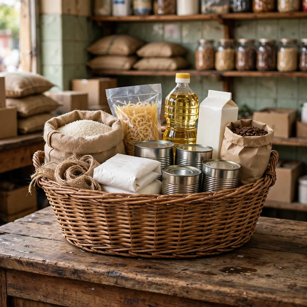 Canasta de abarrotes básicos del hogar