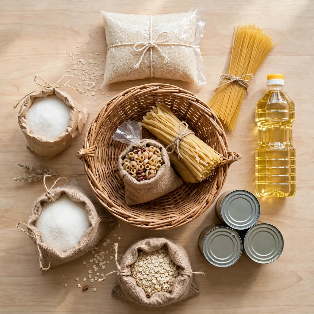 Canasta de abarrotes básicos del hogar