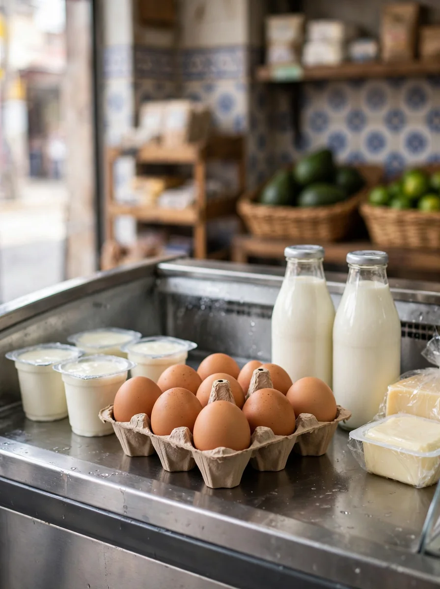Maple de huevos con lácteos refrigerados