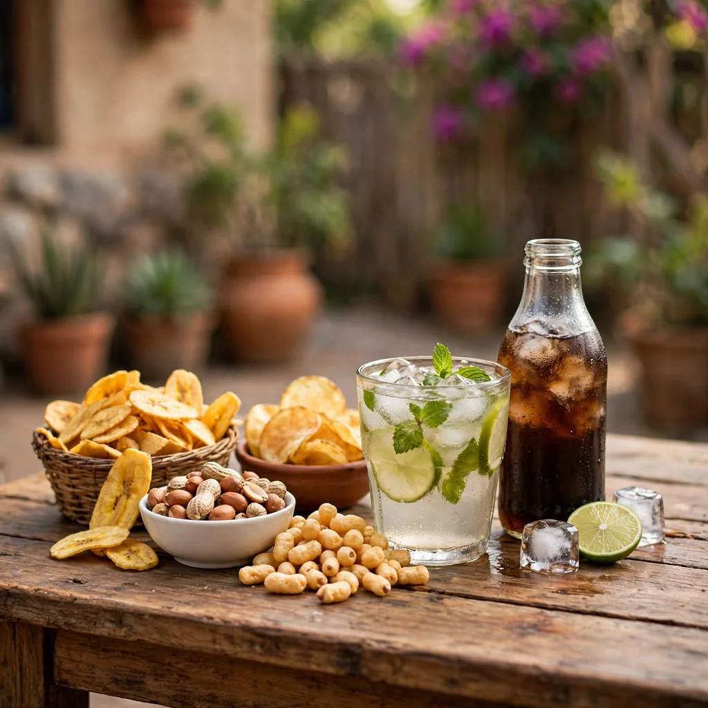Combo de snacks y bebidas heladas
