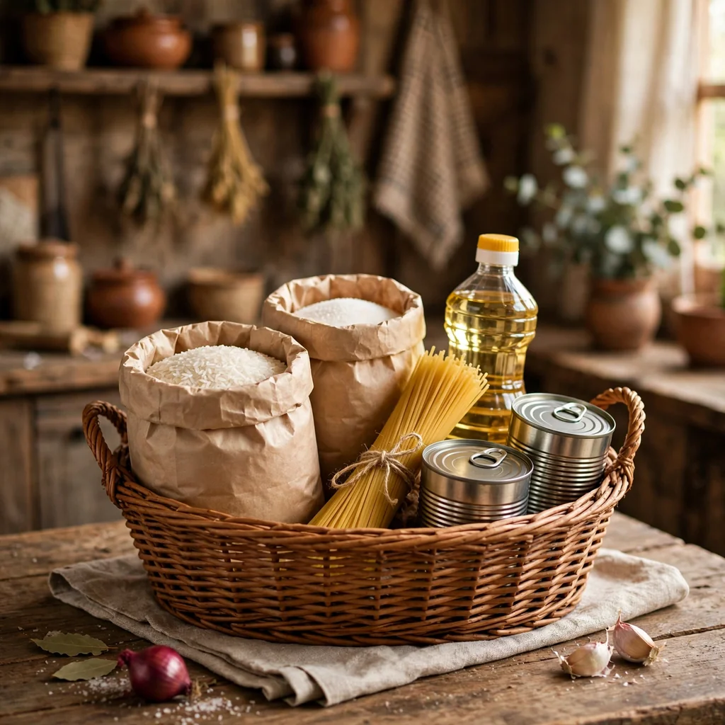 Canasta de abarrotes básicos del hogar