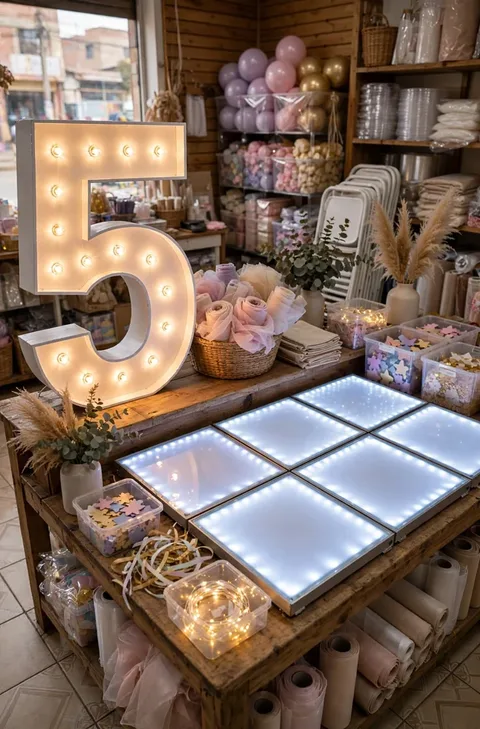 Número y piso LED luminoso para cumpleaños