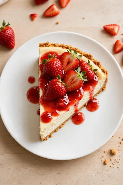 Porción de cheesecake de fresa