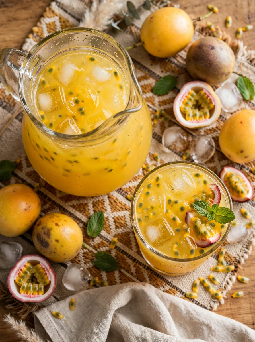 Refresco de maracuyá helado para el pellejón