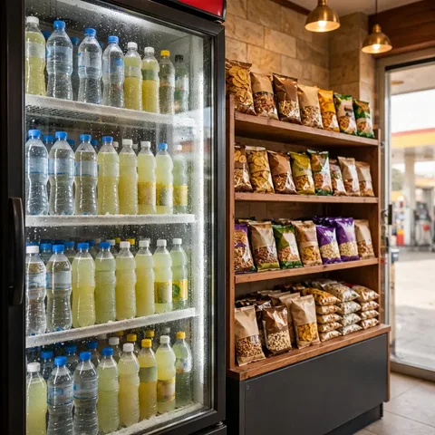 Snacks y bebidas frías