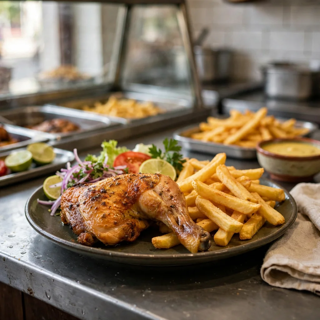 Cuarto de pollo con papas