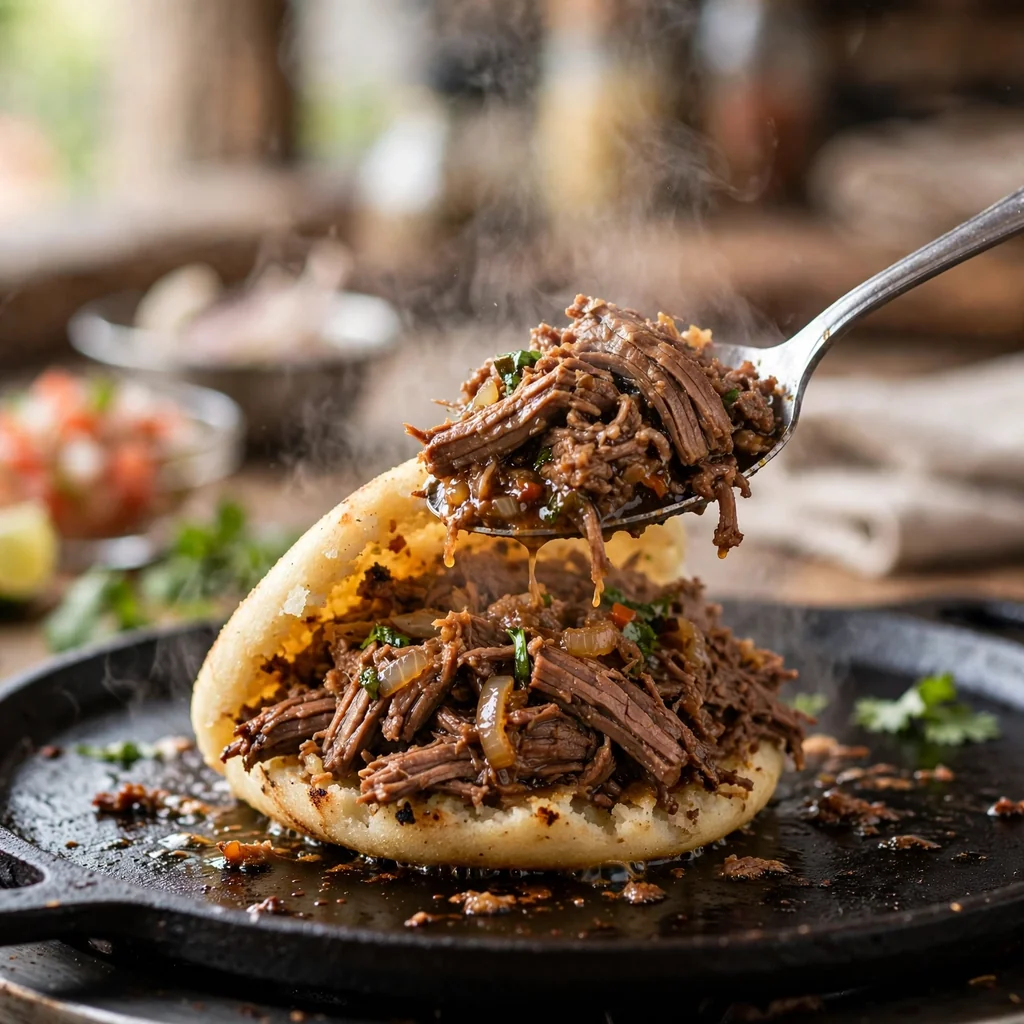 Arepa rellena de carne