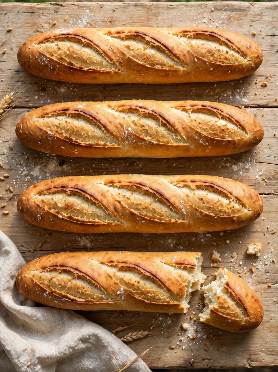 Pan francés recién horneado