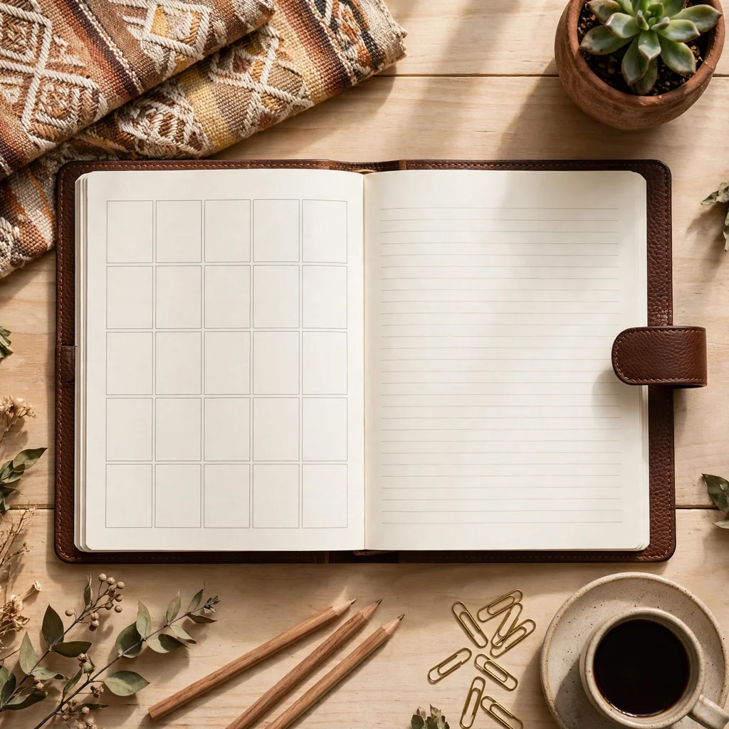 Agenda ejecutiva con planificador semanal y hojas de notas