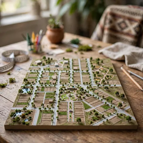 Maqueta de urbanización o loteo