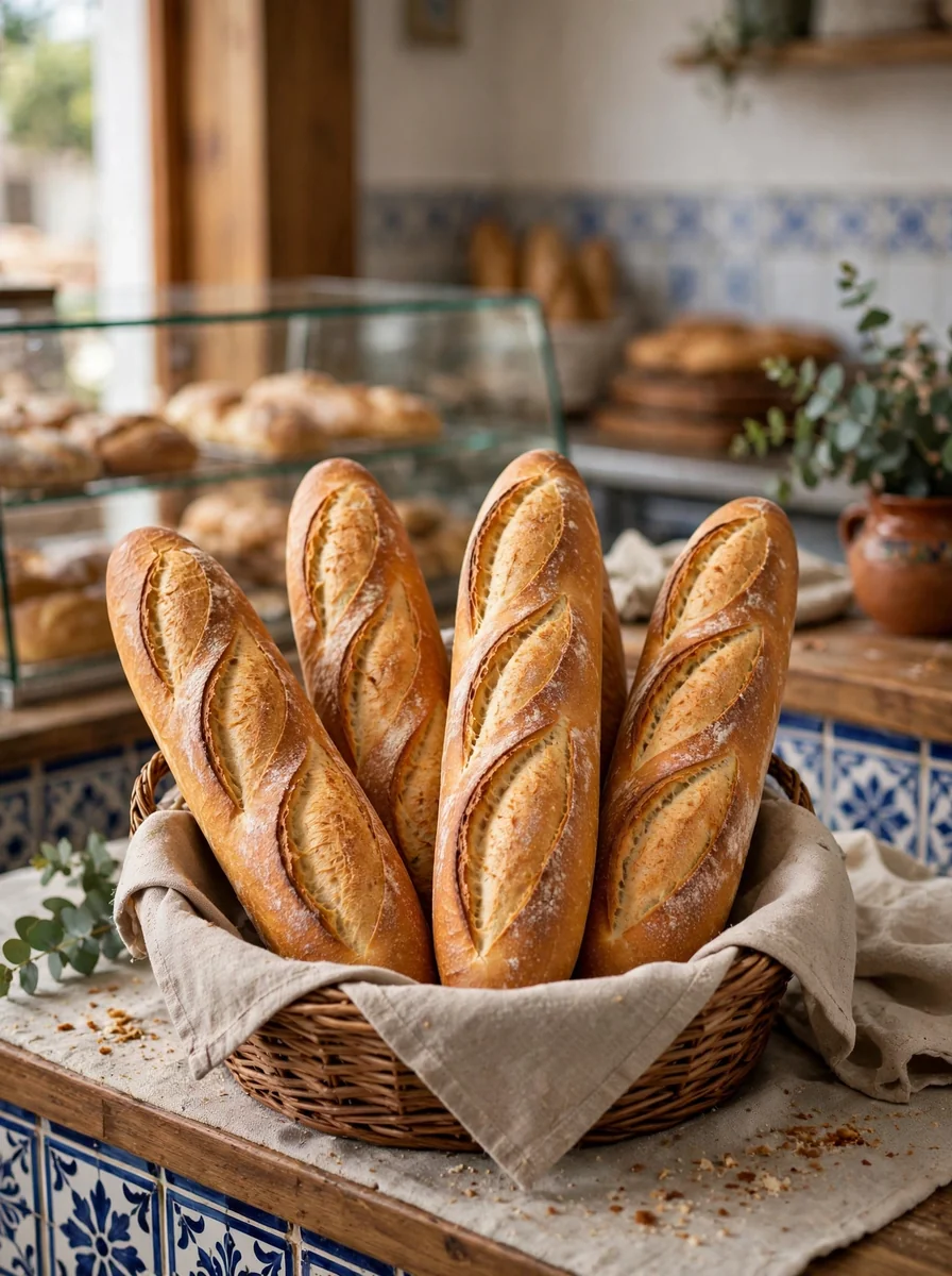 Pan francés recién horneado