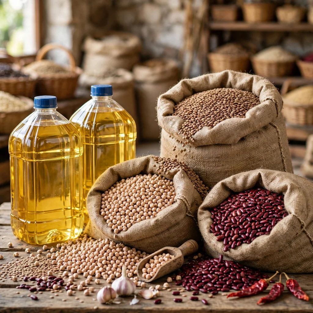 Aceites y menestras por saco