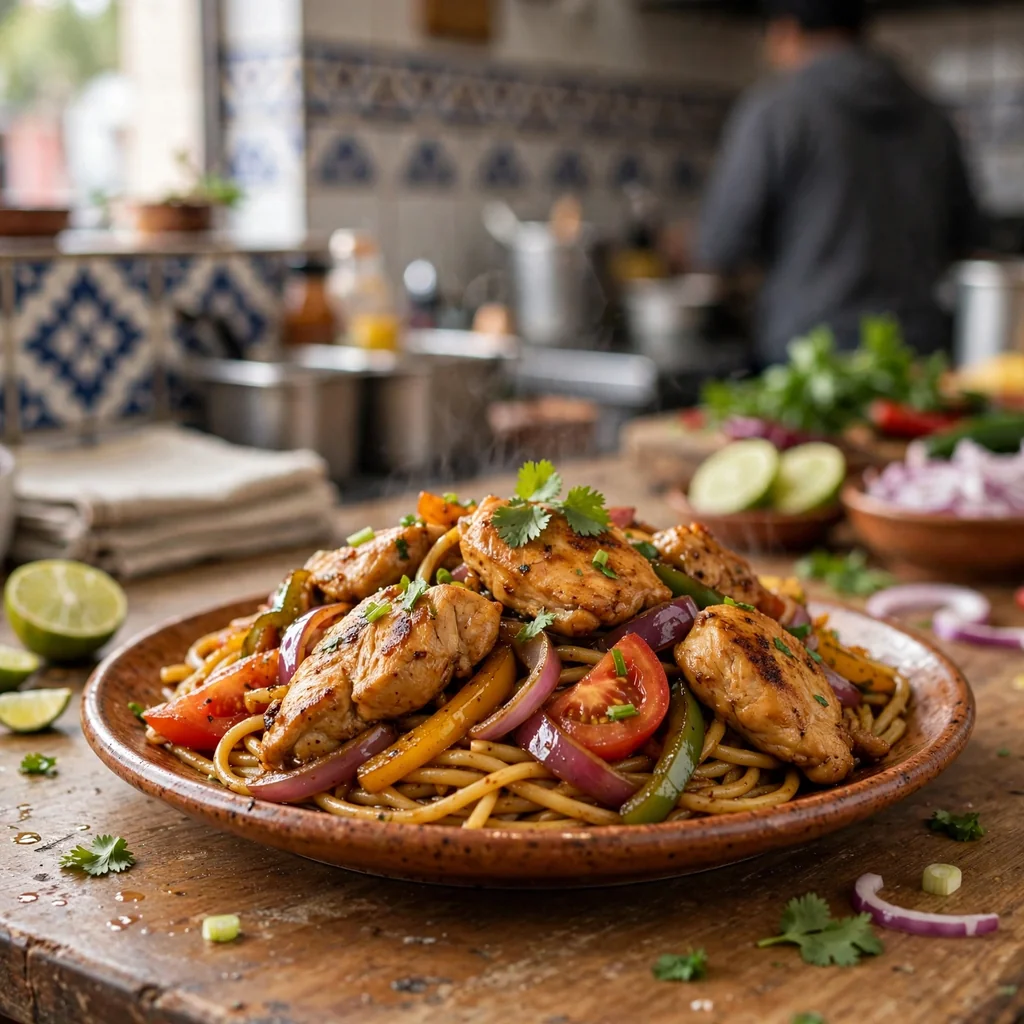 Tallarín saltado de pollo