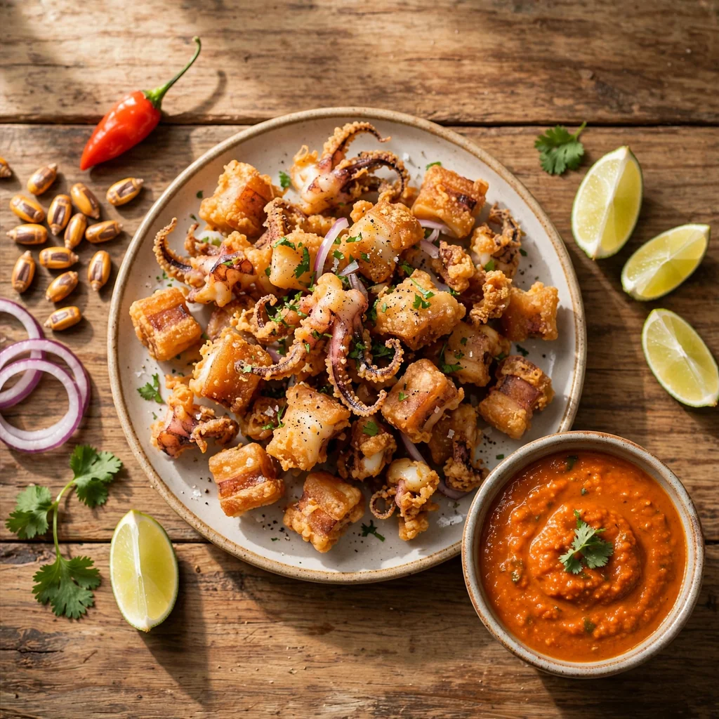 Chicharrón de Calamar con Salsa de Rocoto
