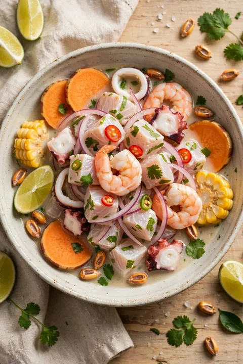 Ceviche mixto de pescado y marisco