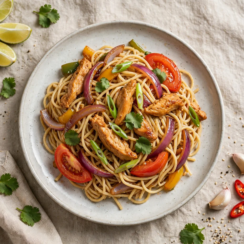 Tallarín saltado de pollo