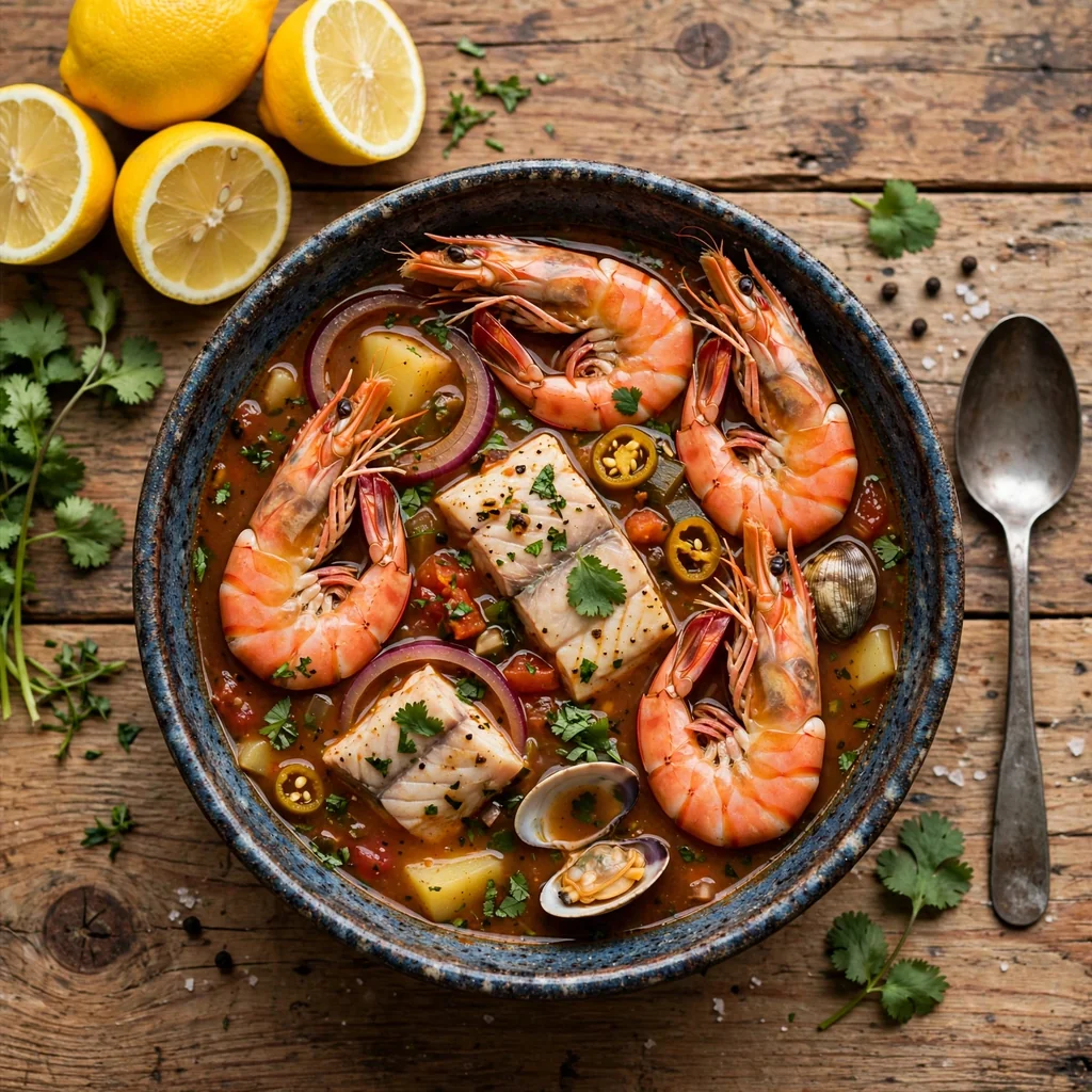 Parihuela - Sopa de Mariscos con Pescado y Langostinos