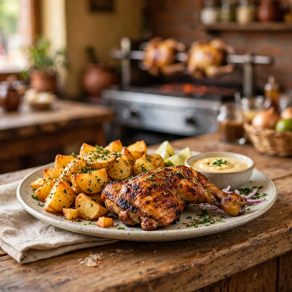 Pollo a la parrilla con papas