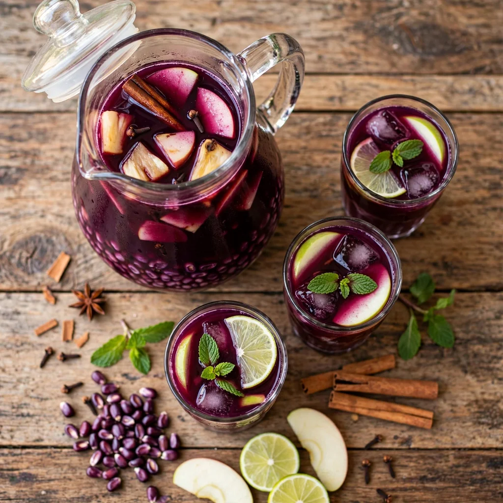Jarra de chicha morada preparada en casa