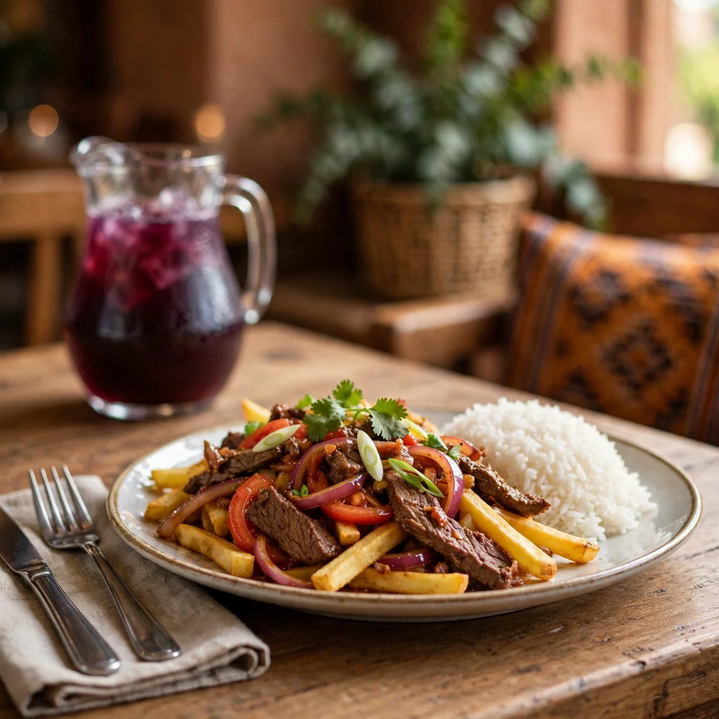 Lomo Saltado con Papas Fritas y Arroz