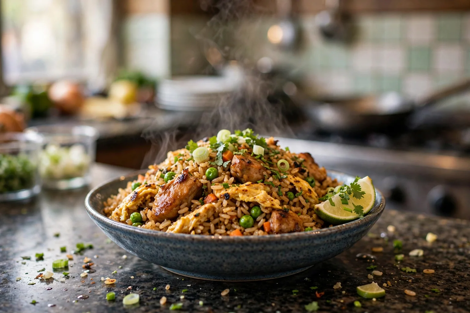 Arroz chaufa bien preparado al wok