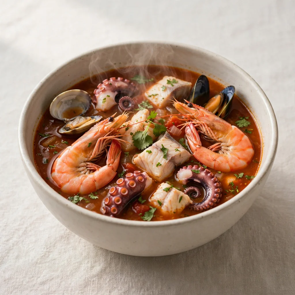 Parihuela - Sopa de Mariscos con Pescado y Langostinos