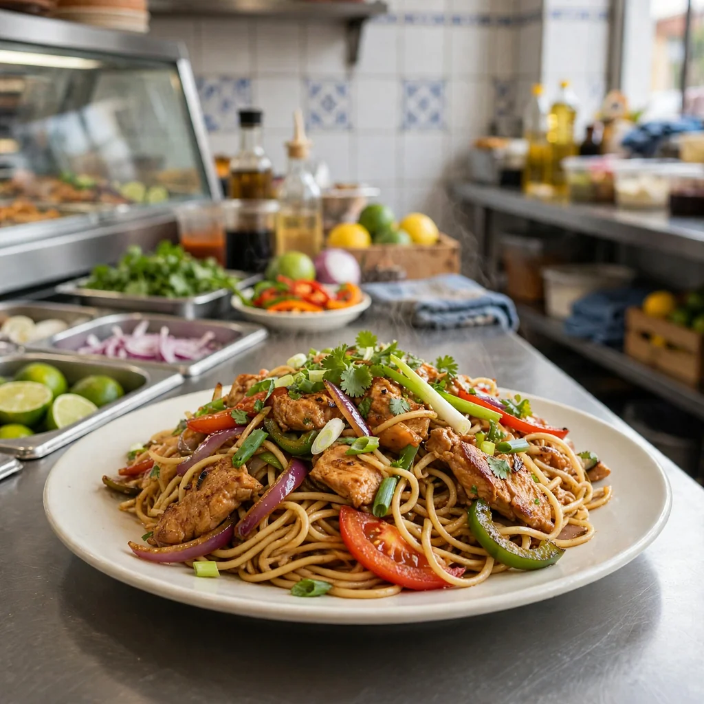 Tallarín saltado de pollo