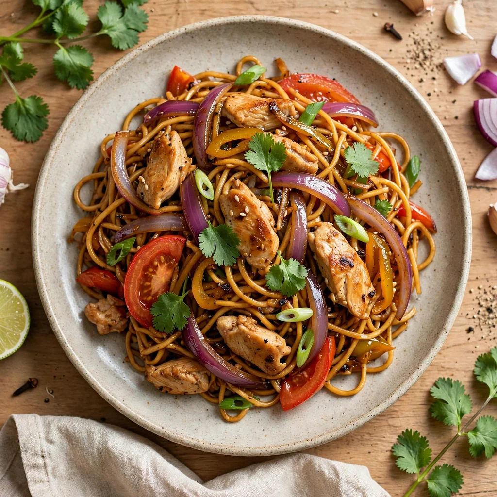 Tallarín saltado de pollo