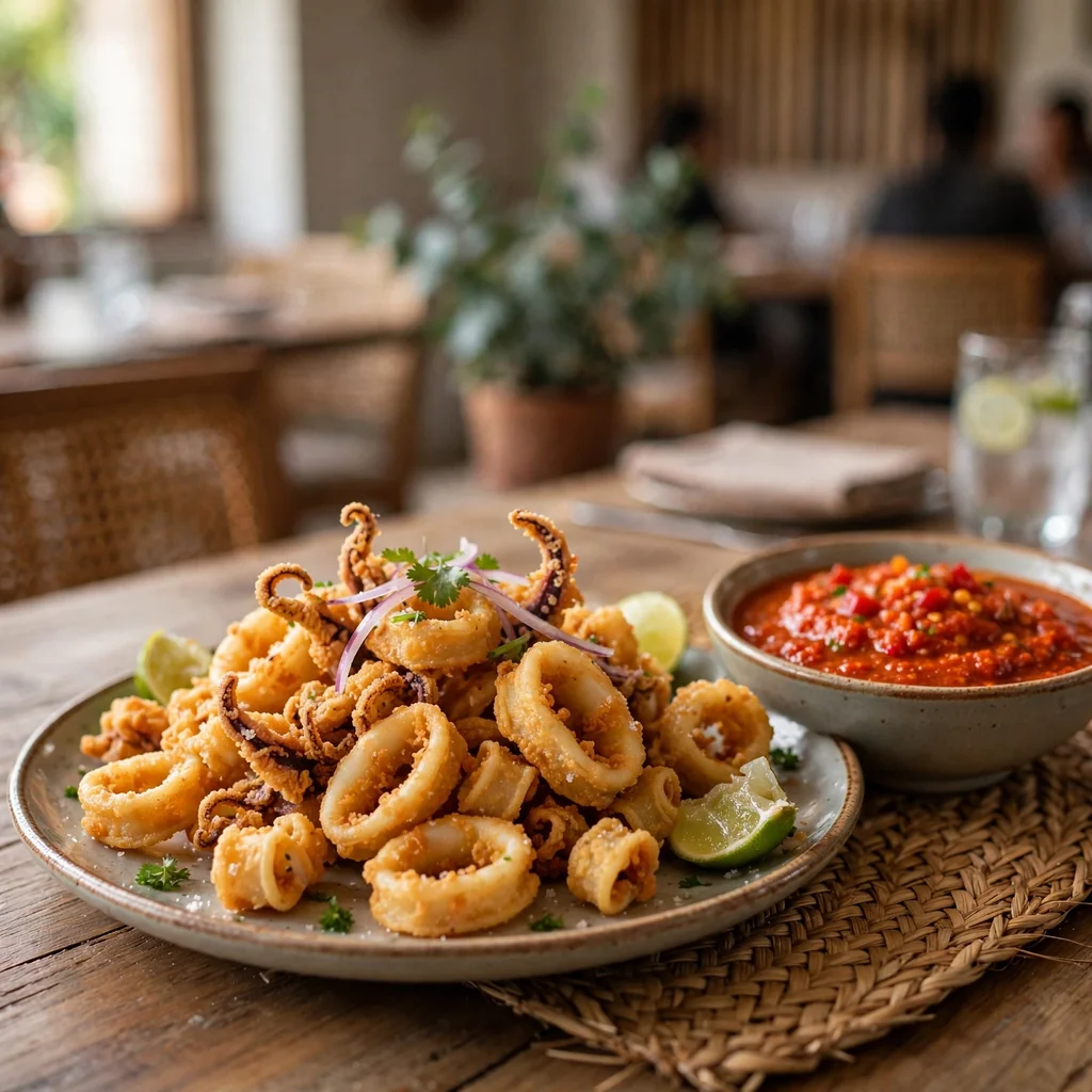 Chicharrón de Calamar con Salsa de Rocoto